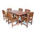 All Things Cedar 7-Piece Twin Butterfly Extension Table Dining Chair Set with Green Cushions