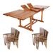 All Things Cedar 7-Piece Twin Butterfly Extension Table Stacking Chair Set with Green Cushions