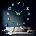 Grande horloge murale 3D autocollante miroir bricolage horloges murales silencieuses numériques