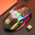 Souris de jeu sans fil A5 2.4G USB 7 boutons 1600 ug rétroéclairée RVB silencieuse aste pour