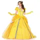 Robe de Princesse Longue Jaune pour Adulte Costume d'Halloween Mascotte de Carnaval Rôles Imbibés