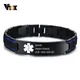 Vnox-Bracelets Médicaux SACID pour Homme en Acier Inoxydable Gravure Gratuite Type 1 ty.com 12mm