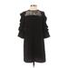 Zara Basic Casual Dress - Shift Crew Neck 3/4 sleeves: Black Print Dresses - Women's Size X-Small