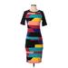 Lularoe Casual Dress - Sheath Crew Neck Short sleeves: Black Color Block Dresses - Women's Size 2X-Small