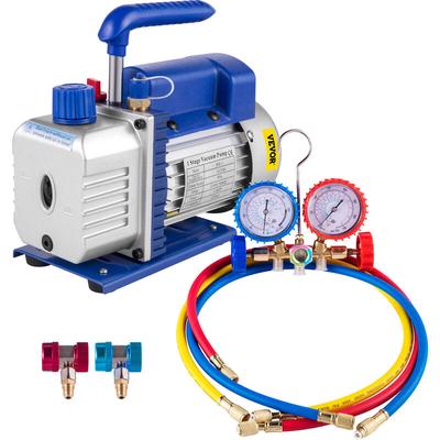 Vevor - 3CFM Leere einstufige Vakuumpumpe, 1/4HP Vakuumpumpe 2-Wege Unterdruckpumpe Klimaanlage,