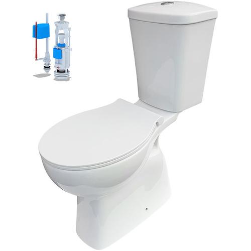 Barrierefrei Behindertengerecht wc Abgang Boden Komplettset + Deckel/Spülkasten – Weiß