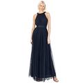 Anaya with Love Damen Ladies Maxi Dress for Women Halter Neck Long Sleeveless with Belt A Line Evening Gown Ball Prom Wedding Guest Bridesmaid Kleid, Navy Blue, 38