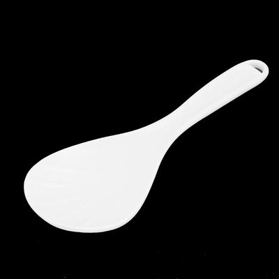 20cm Length White Plastic Reusable Rice Scoop Spoon Stripe Paddle