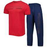 Men's Concepts Sport Navy/Red Cleveland Guardians Meter T-Shirt and Pants Sleep Set
