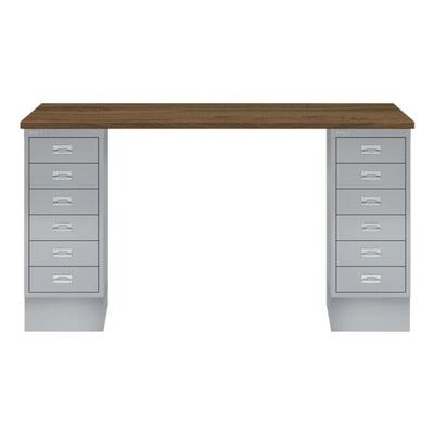 Bisley Schreibtisch »MultiRange« nussbaumfarbene Platte mit 12 Schubladen silber, 140x74x60 cm Image