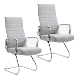 SVITA OFFICE COMFORT 2x Besucherstuhl Stoff Freischwinger mit Armlehne Hellgrau Image