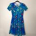Lularoe Dresses | Lularoe Colorful Floral Dress Size Xs | Color: Blue/Green | Size: Xs