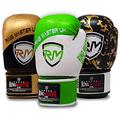 RingMaster Boxing Gloves Bag Punch Focus Mitts Training MMA Sparring Martial Arts kickboxing (Green-White, 14oz)