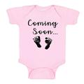 Ink Trendz Coming Soon Baby Feet Pregnancy Announcement Baby Bodysuit Newborn (Baby Pink)