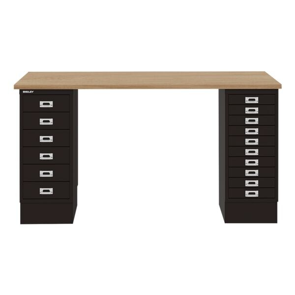Bisley Schreibtisch »MultiRange« eichefarbene Platte mit 16 Schubladen schwarz, 140x74x60 cm Image