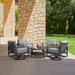 Grand Black Aluminum and Wicker Outdoor 5-Piece Swivel Glider Chat Set