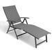 Crestlive Products Gray Outdoor Chaise Lounge Chair Aluminum Folding Recliner