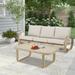 Ulax Furniture 2-Piece Aluminum Patio Conversation Set Outdoor Wicker Furniture Sofa with Cushion and Coffee Table Beige