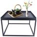 OUKANING Black Side End Table Metal Patio Table Coffee Table Square Indoor Outdoor Table