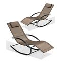 Crestlive Products 2PCS Steel Patio Rocking Lounge Chairs Brown