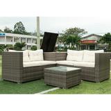 4 Piece Patio Furniture Sets All Weather Patio Sectional Wicker Rattan Outdoor Furniture Sofa Set with Storage Box Beige