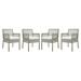 Modway Aura Outdoor Patio Wicker Rattan Dining Armchair in Gray/White (Set of 4)