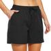 MRULIC shorts for women Women Hiking Shorts Golf Athletic Outdoor Quick Dry Workout Summer Water Shorts Black + XL