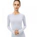 Women s Thermal Long Sleeve Tops Crew Neck Shirts Fleece Lined Compression Base Layer Workout Shirts Yoga Tops Sports Running Shirt Breathable Athletic Top Slim Fit