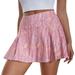 Frehsky dresses for women 2022 Women s Print Tennis Skirt Sport Golf Shorts Skirt High Waist Pleated Mini Running Skirt Pink