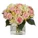 Nearly Natural Rose and Hydrangea Bouquet Artificial Arrangement in Vase