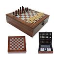 Wooden Chess Playing Cards Dice Domino Board Game 4 in 1 Set Kids Adult Folding Portable Travel Chess Board Set