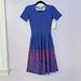 Lularoe Dresses | Lularoe Amelia Xxs Nwt Dress Blue & Pink Short Sleeves | Color: Blue/Pink | Size: Xxs