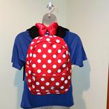 Disney Bags | Minnie Mouse Poka Dot Backpack | Color: Red/White | Size: 16"H Not Including Ears & Bow. 12"W X 5-7/8"D