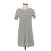 Dee Elly Casual Dress - Shift High Neck Short sleeves: Black Stripes Dresses - Women's Size Small