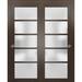 Closet Door - SARTODOORS Quadro Frosted Glass Paneled Wood Sliding Closet Brown Doors Wood in Brown/Green | 80 H x 84 W x 1.5625 D in | Wayfair