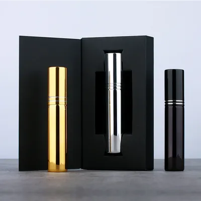 Flacon de parfum en verre 50 pièces/lot 10ml avec boîte d'emballage rechargeable atomiseur vide