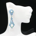 Boucles d'Oreilles Délicates en Argent CZ et Perle Blanche pour Femme Coupe Fine Bleu Turquoise