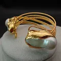 Y.YING-Bracelet en perles Keshi blanches de culture plaqué or