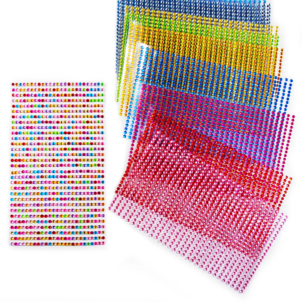 Autocollants en cristal acrylique auto-adhésif, biscuits colorés à dos plat pour scrapbooking, autocollant mural bricolage, 3mm, 750 pièces par feuille