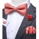 Hi-Tie – nœud papillon de luxe en soie rose corail pour hommes ensemble de broches boutons de