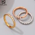 Kalen-Bague en Acier Inoxydable pour Femme 3mm Or Rose Argent Or Strass de Document Clip