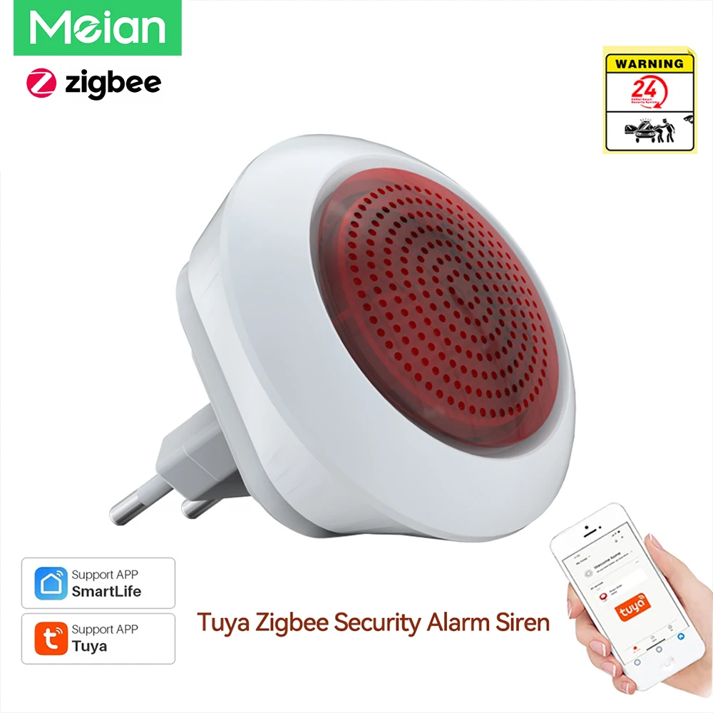 Meian Tuya Zigbee3.0 sirène alarme maison intelligente alarme de sécurité son Flash Plug Play sans fil sirène klaxon liaison système d'alarme