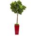 Primrue 4’ Fiddle Leaf Artificial Tree In Red Planter (Real Touch) | 48 H x 45 W x 40 D in | Wayfair 5119BE6A724348BBB326AB7A4436F765