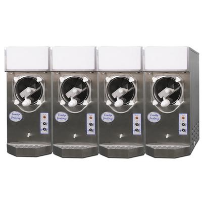 Frosty Factory 115R 4/1 Margarita Machine - (4) Single, Countertop, 1, 280 Servings/hr., Remote Cooled, 115v, (4) 7-qt. Freezing Cylinders, (4) 12-qt. Hoppers, Silver