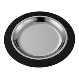 Service Ideas RT1025BLC Thermo-Plate 10 1/4" Round Complete Platter Set w/ Stainless Insert, Black, Silver