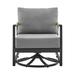 AllModern Antone Outdoor Gliding Metal Chair w/ Cushions in Black/Gray | 28.5 H x 28 W x 32 D in | Wayfair 8F0F5AD3ED9E4DEA9B0F36409EF8C19E
