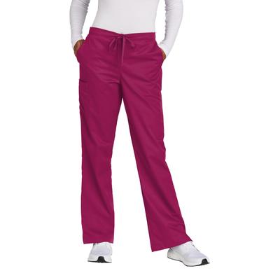Wonderwink WW4750P Women's Petite WorkFlex Flare Leg Cargo Pant in Wine size XLP | Polyester Blend
