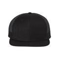 Richardson R511 Wool Blend Flat Bill Trucker Cap in Black/Black | Acrylic/wool