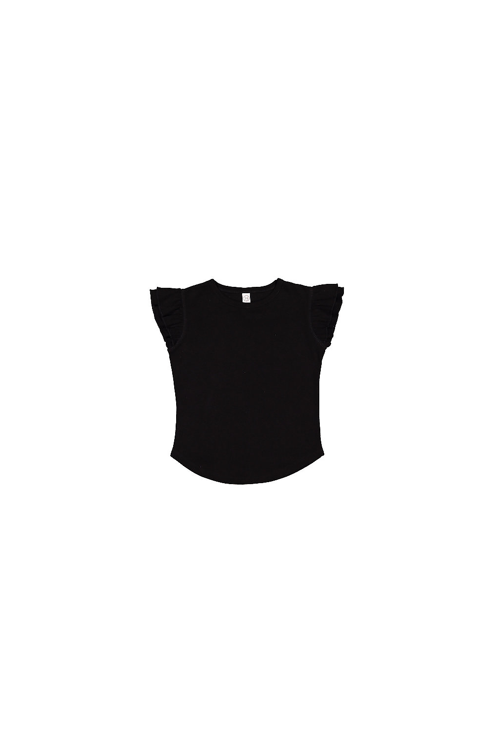 Rabbit Skins RS3339 Toddler Girls Flutter Sleeve T in Black size 2T | Cotton 3339