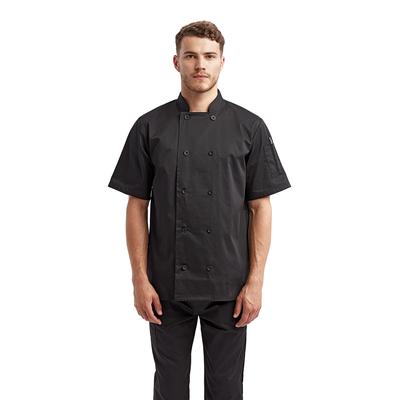 Artisan Collection by Reprime RP656 Shirt-Sleeve Sustainable Chef's Jacket in Black size Small | 65/35 polyester/cotton